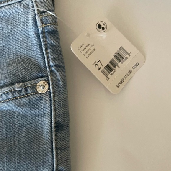 Free People We the free Liv cropped Cotton Elastic Blue Flare Denim Jeans -27 - Picture 6 of 9